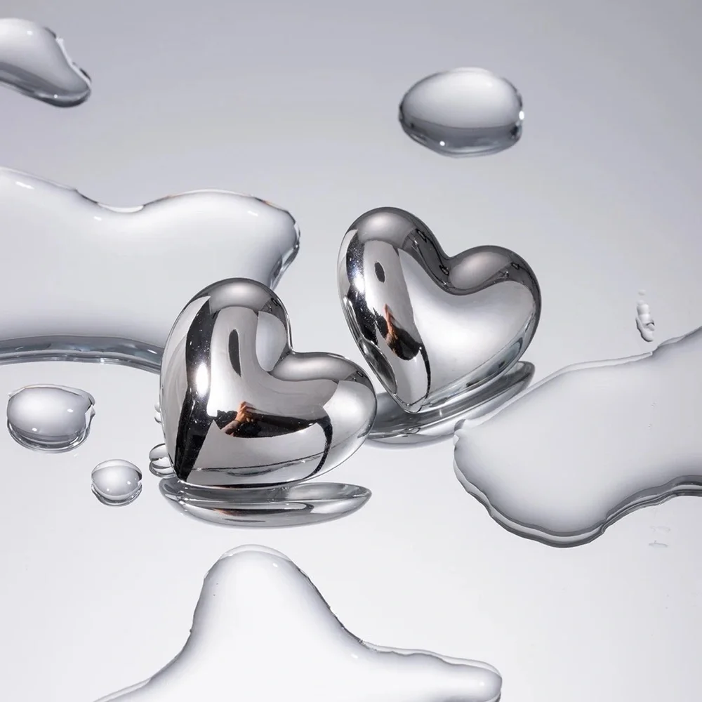 Silver Heart Stud Earrings - Picture 8 of 10